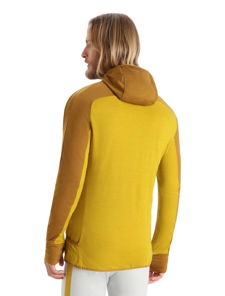 Clove / Silent Gold Men's Icebreaker ZoneKnit™ Merino Long Sleeve Zip Hoodie | USA 1273JPQJ